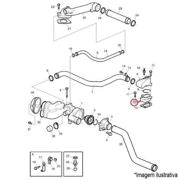 CARCAÇA TUBO CONEXÃO VALVULA TERMOSTATICA ÔNIBUS VOLVO