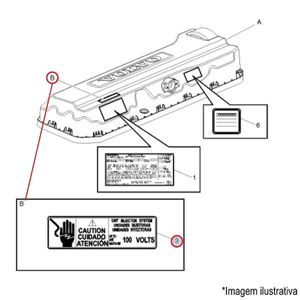 ADESIVO CUIDADO UNIDADES INJETORAS TAMPA VALVULAS CABEÇOTE MOTOR CAMINHÃO/ÔNIBUS VOLVO